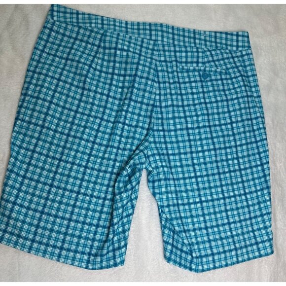 Women's Greg Norman Golf Shorts, Size 10, Blue Plaid High-Waist - Picture 6 of 10